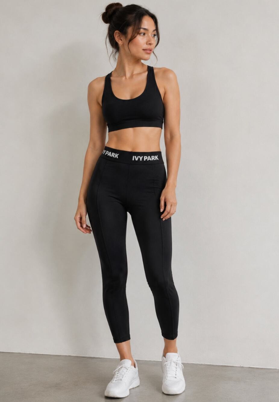 Ivy Park Logo Black Active Workout Running Compression Leggings Size XXS